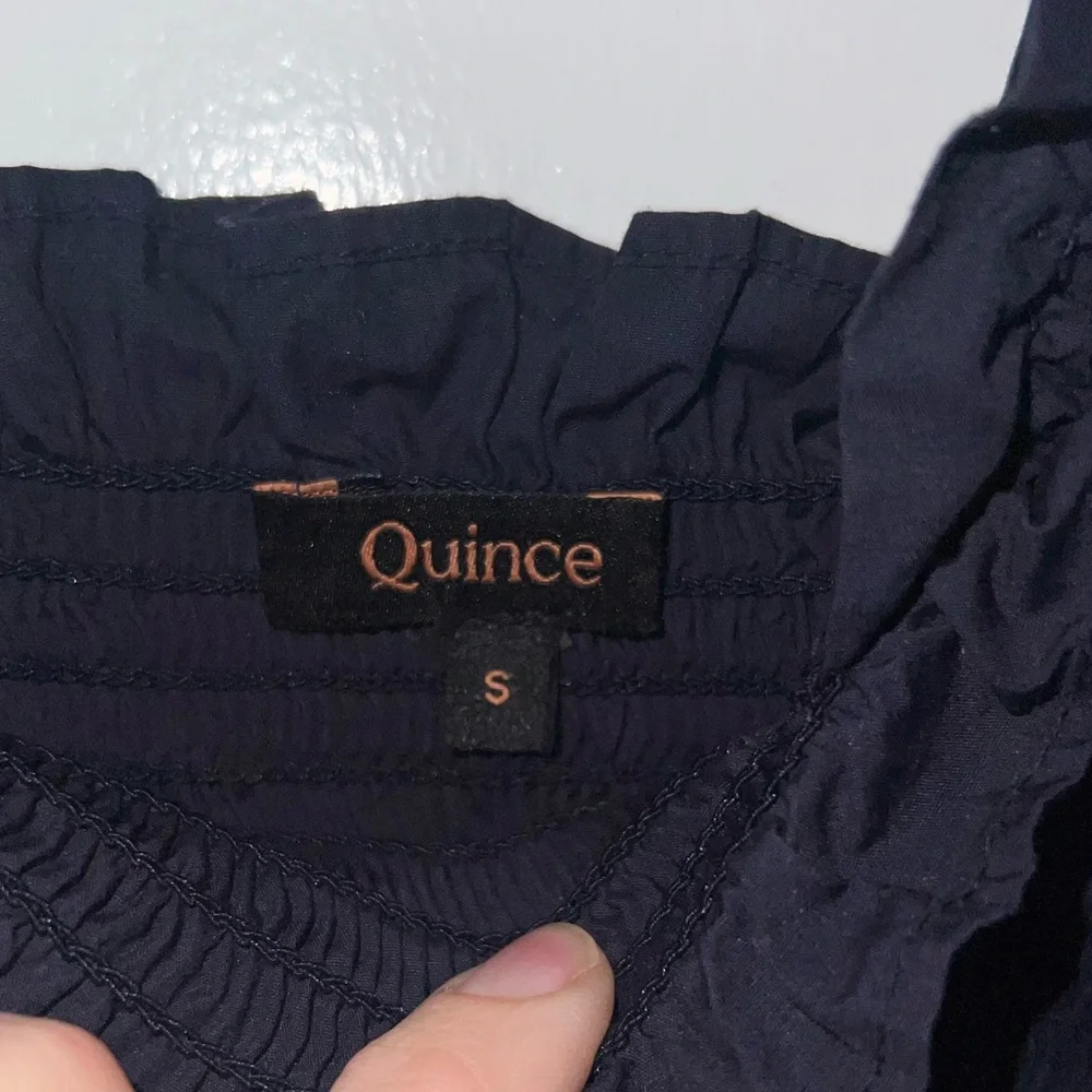 Quince Navy Smocked Maxi Dress with Ruffled Straps - Picture 2 of 2